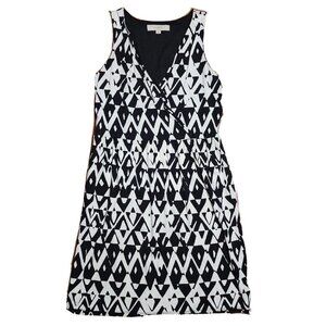 Ann Taylor Loft Dress Size S Small Black White Geometric Pullover Sleeveless